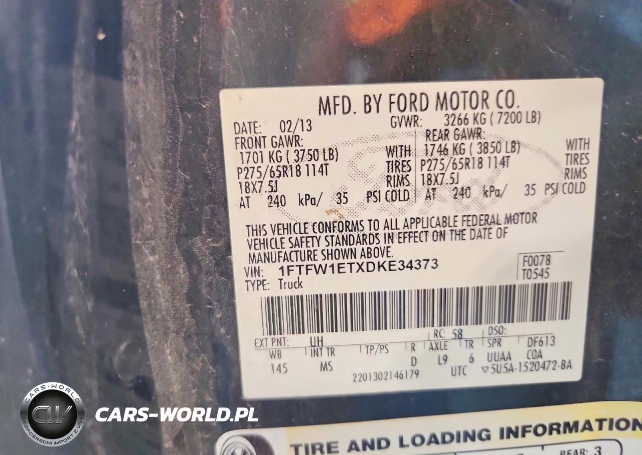 2013 Ford F150 Supercrew VIN:1FTFW1ETXDKE34373 - 12