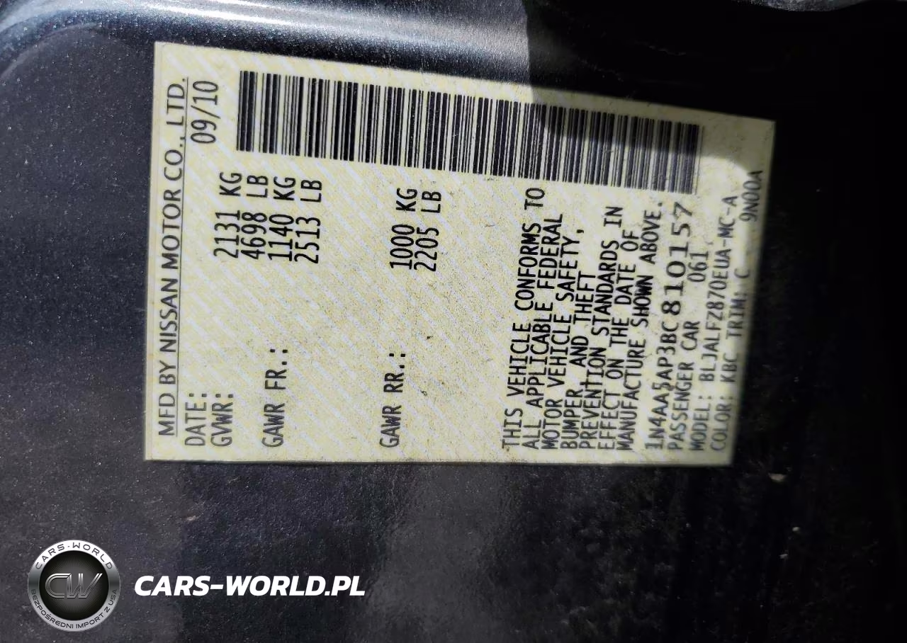 2011 Nissan Maxima S VIN:1N4AA5AP3BC810157 - 12