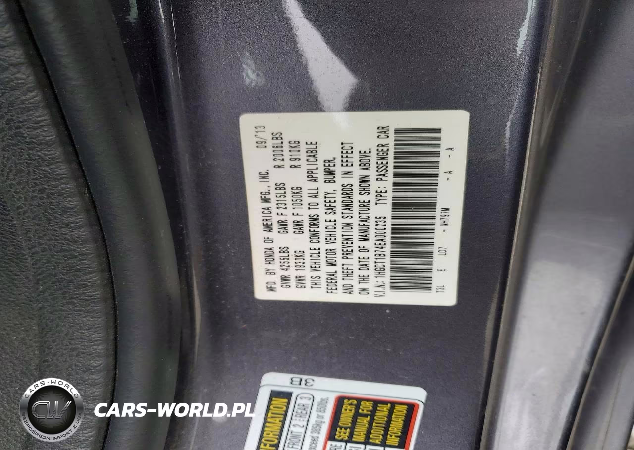 2014 Honda Accord Ex VIN:1HGCT1B74EA000235 - 12