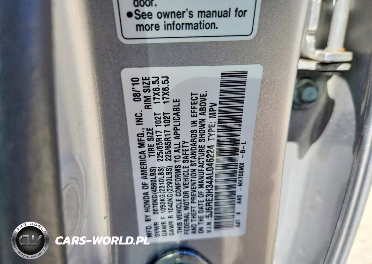 2010 Honda Cr-V Lx VIN:5J6RE3H34AL046224 - 13
