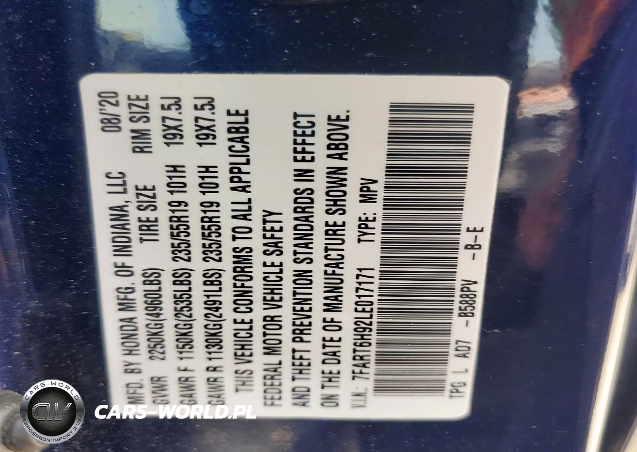 2020 Honda Cr-V Touring VIN:7FART6H92LE017171 - 14
