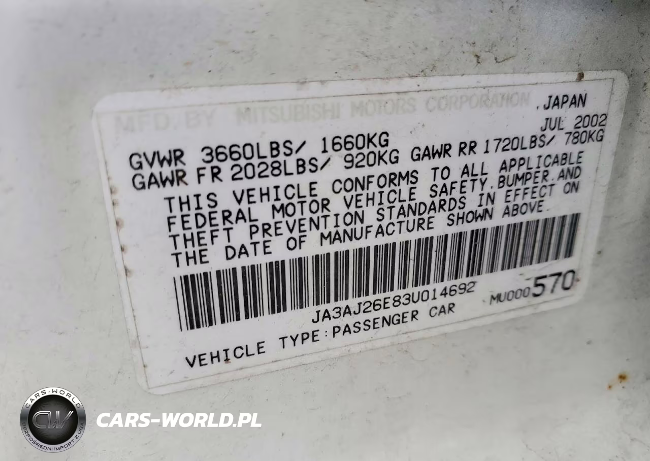 2003 Mitsubishi Lancer VIN:JA3AJ26E83U014692 - 12