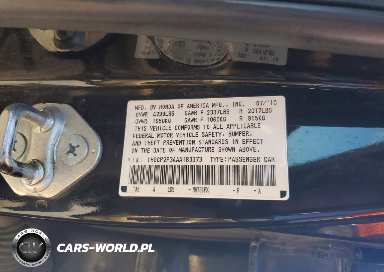 2010 Honda Accord VIN:1HGCP2F34AA183373 - 13