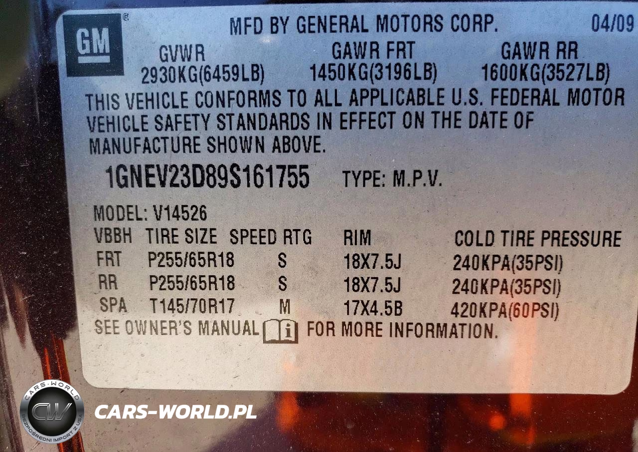 2009 Chevrolet Traverse VIN:1GNEV23D89S161755 - 13