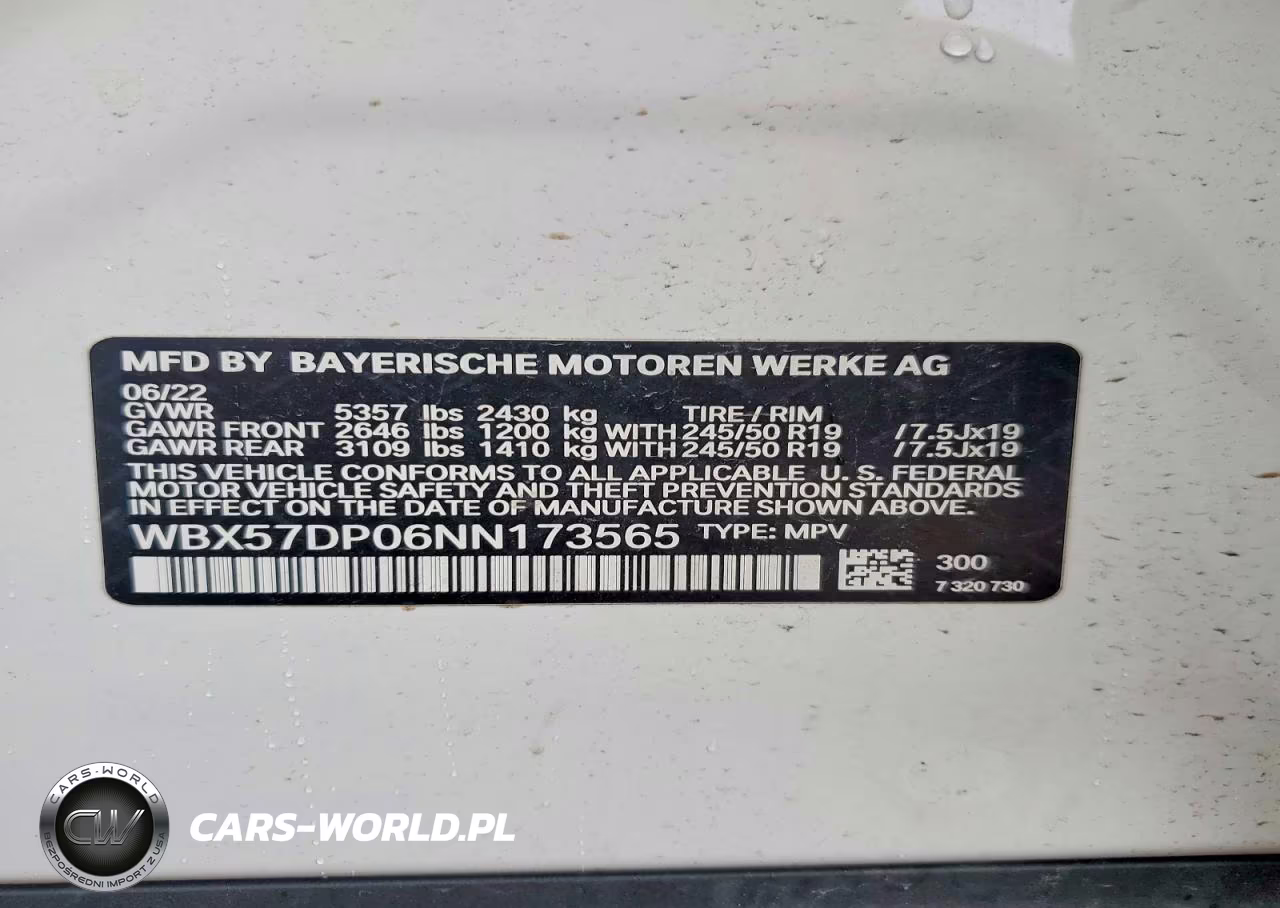 2022 BMW X3 xDrive30I VIN:WBX57DP06NN173565 - 13