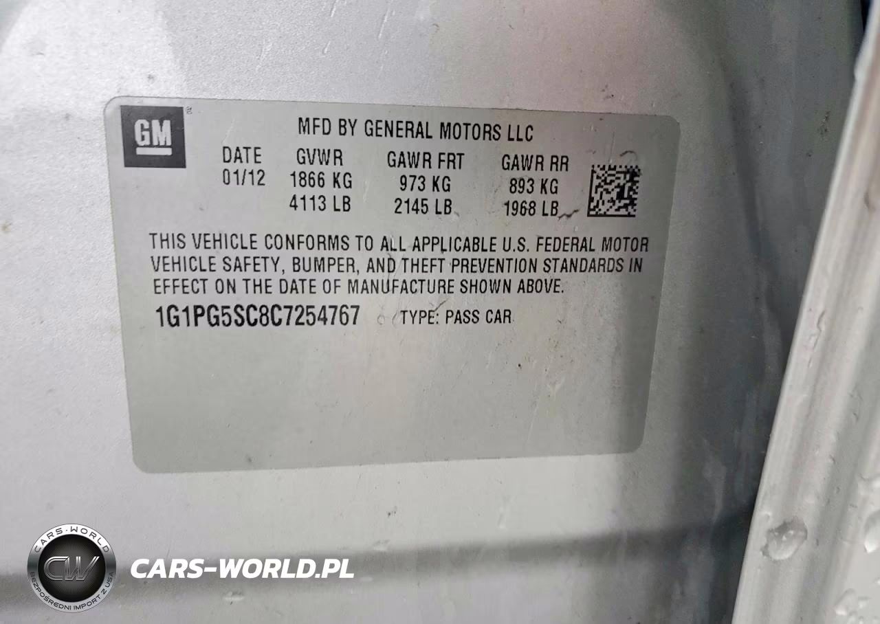 2012 Chevrolet Cruze Lt VIN:1G1PG5SC8C7254767 - 12