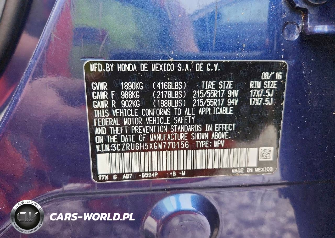 2016 Honda Hr-V Ex VIN:3CZRU6H5XGM770156 - 14