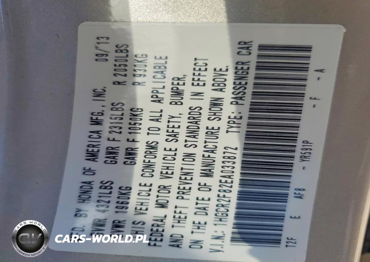 2014 Honda Accord Exl VIN:1HGCR2F82EA033872 - 12