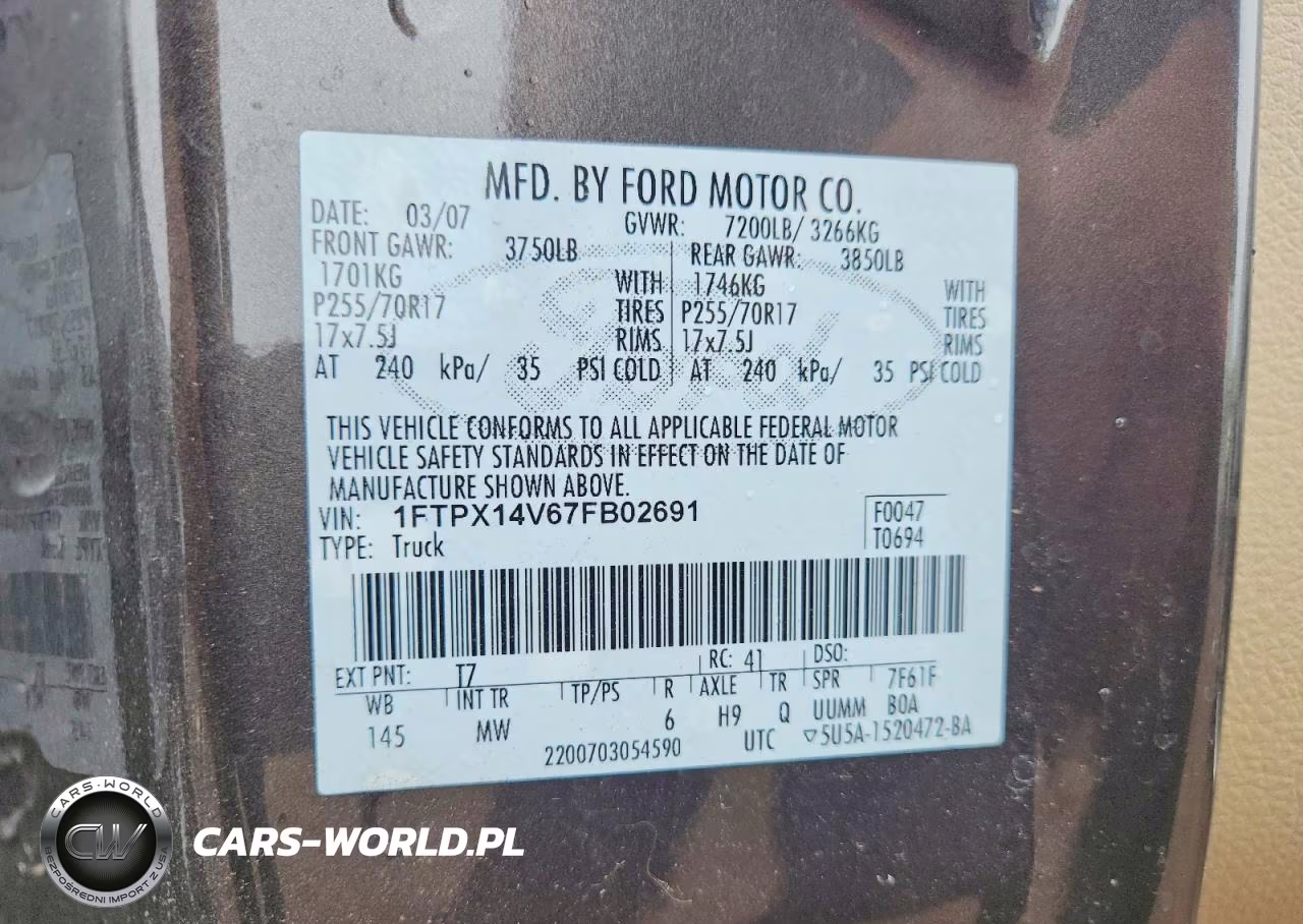 2007 Ford F150 VIN:1FTPX14V67FB02691 - 12