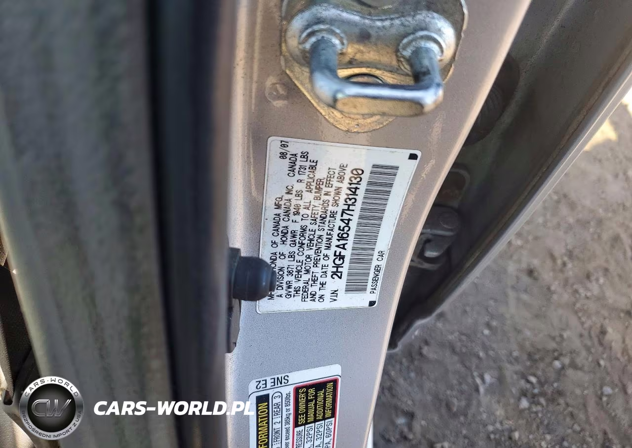 2007 Honda Civic Lx VIN:2HGFA16547H314130 - 12