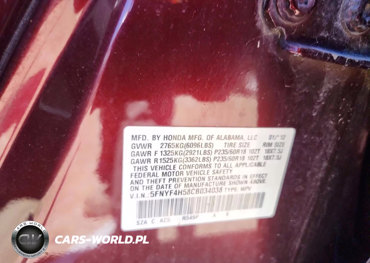 2012 Honda Pilot Exl VIN:5FNYF4H58CB034038 - 13
