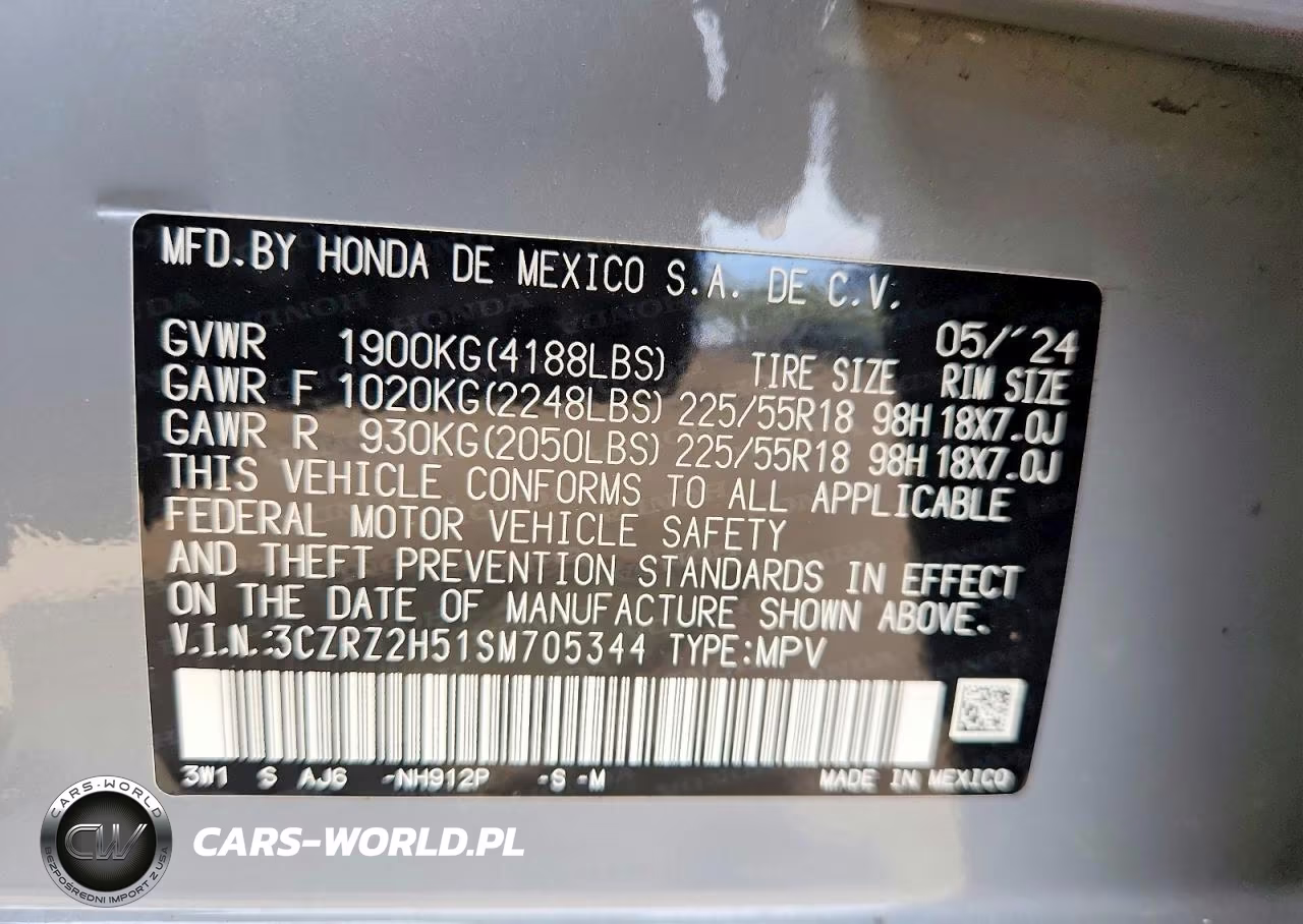 2025 Honda Hr-V Sport VIN:3CZRZ2H51SM705344 - 13