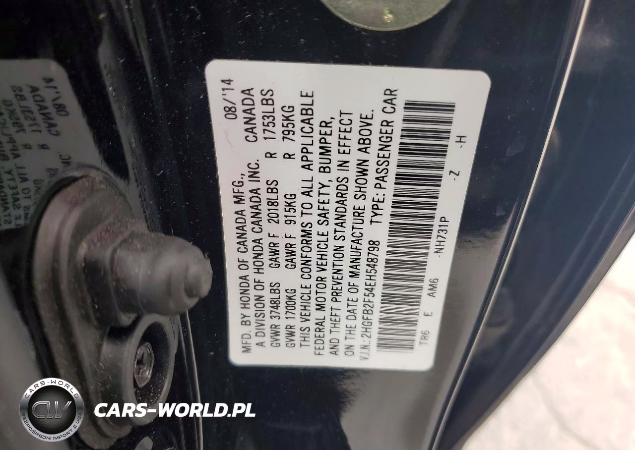 2014 Honda Civic Lx VIN:2HGFB2F54EH548798 - 12