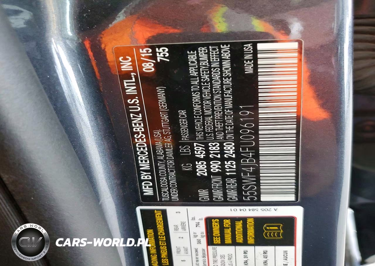 2015 Mercedes-Benz C 300 VIN:55SWF4JB4FU096191 - 12