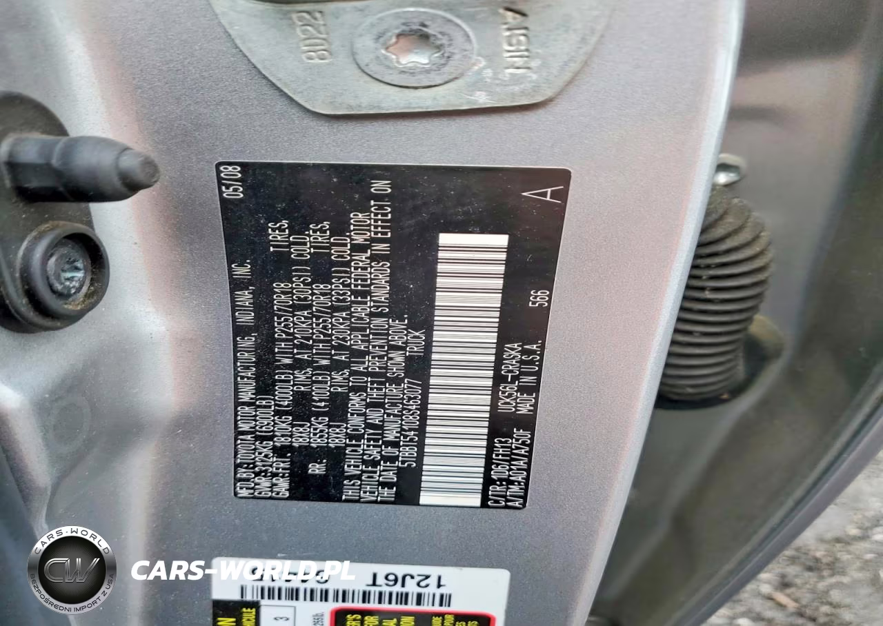 2008 Toyota Tundra Grade VIN:5TBBT54108S463077 - 12