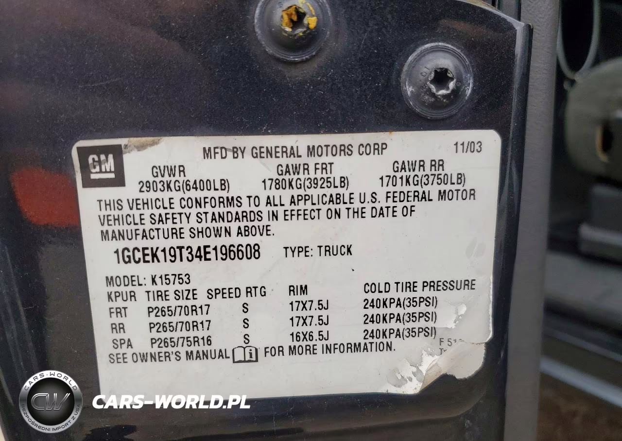 2004 Chevrolet Silverado K1500 VIN:1GCEK19T34E196608 - 12