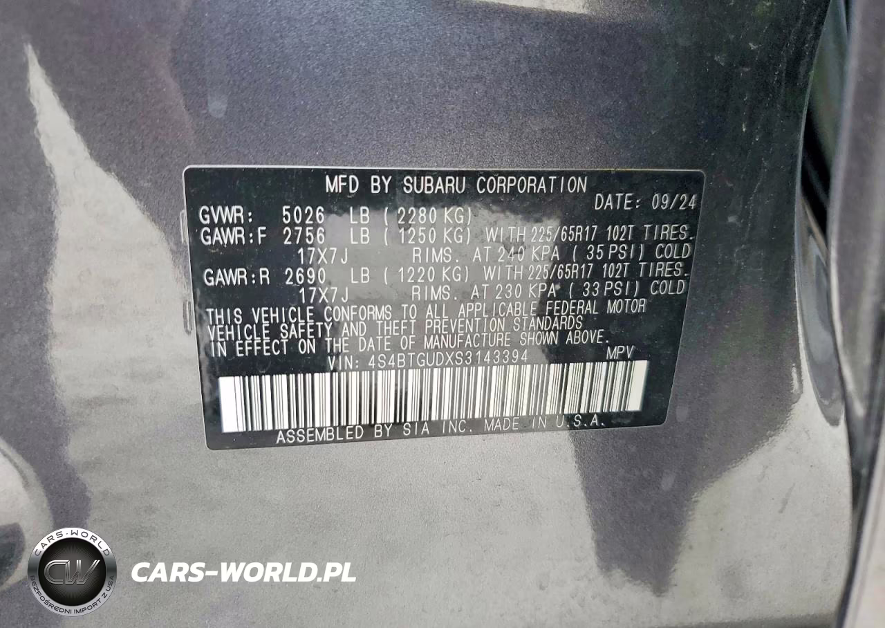 2025 Subaru Outback Wilderness VIN:4S4BTGUDXS3143394 - 13