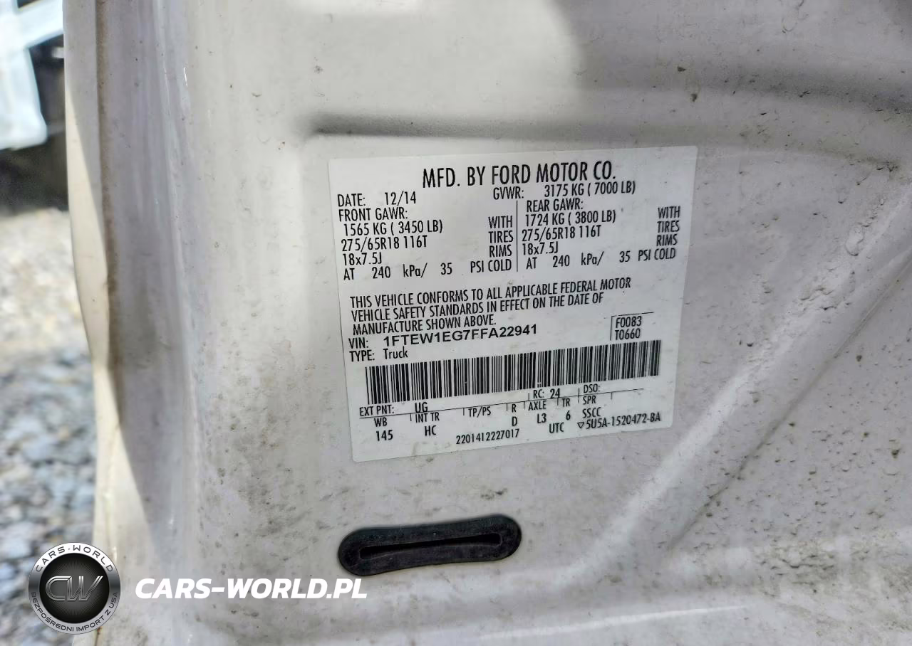 2015 Ford F150 Supercrew VIN:1FTEW1EG7FFA22941 - 13