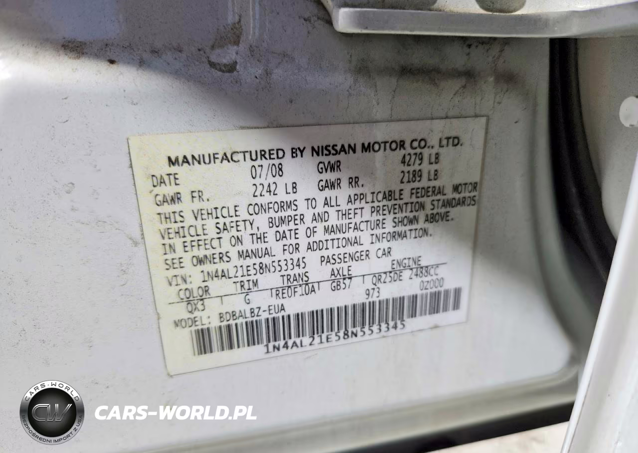 2008 Nissan Altima 2.5 VIN:1N4AL21E58N553345 - 13