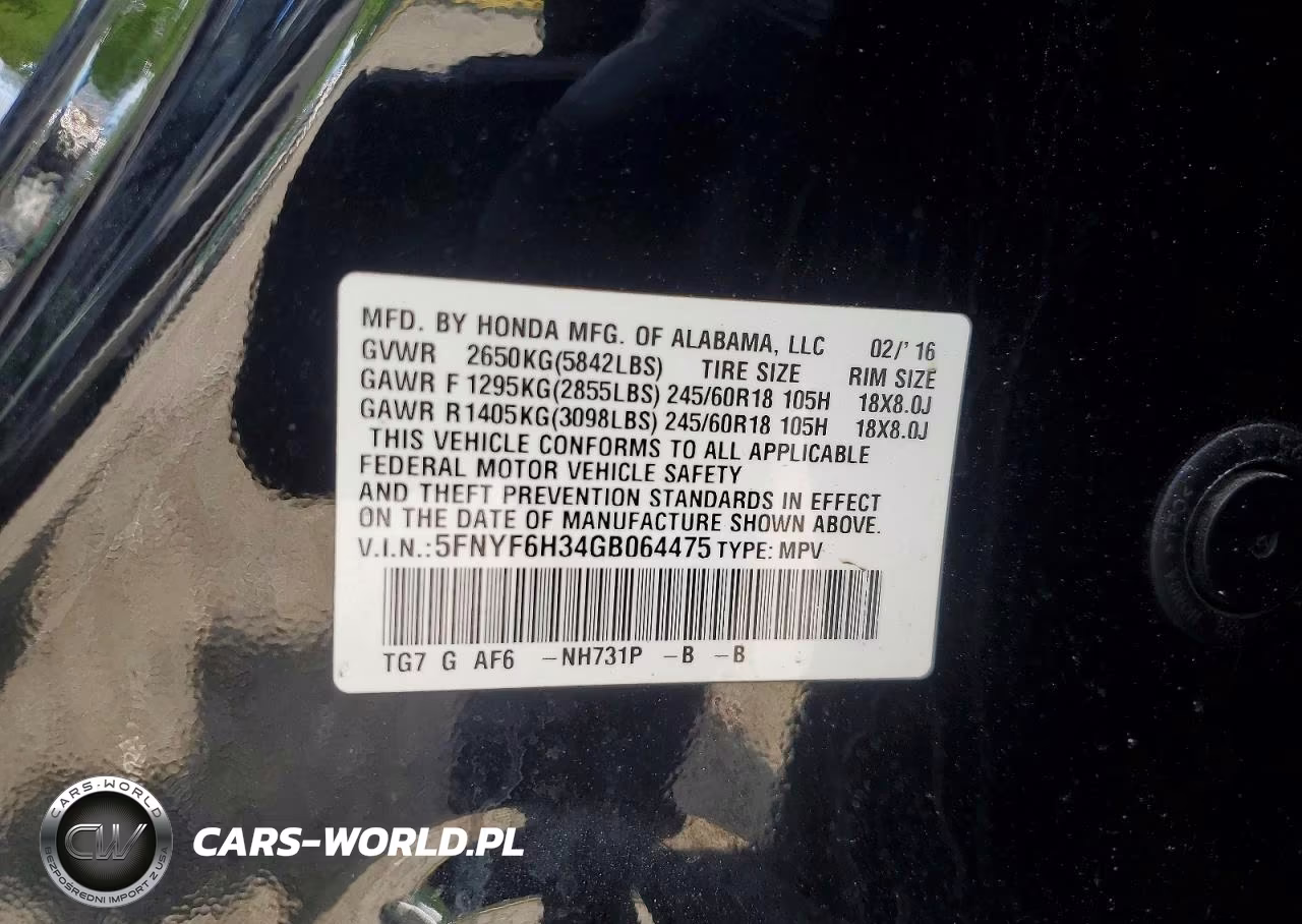 2016 Honda Pilot Ex VIN:5FNYF6H34GB064475 - 13