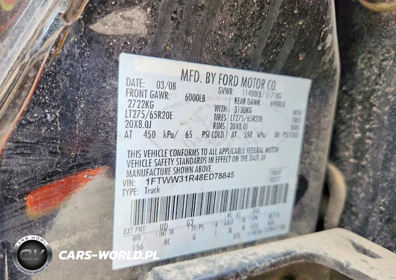 2008 Ford F350 Srw Super Duty VIN:1FTWW31R48ED78845 - 12