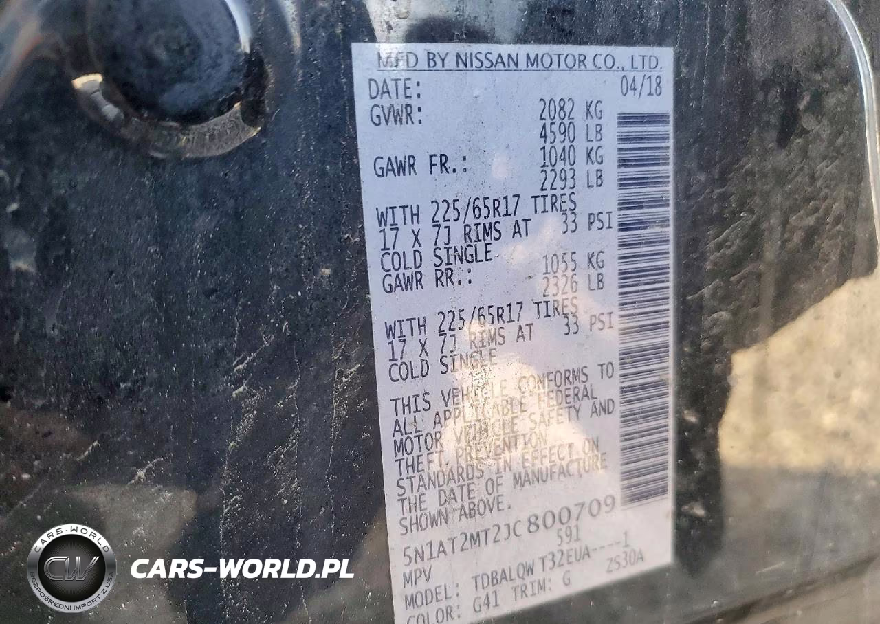 2018 Nissan Rogue Sv VIN:5N1AT2MT2JC800709 - 14