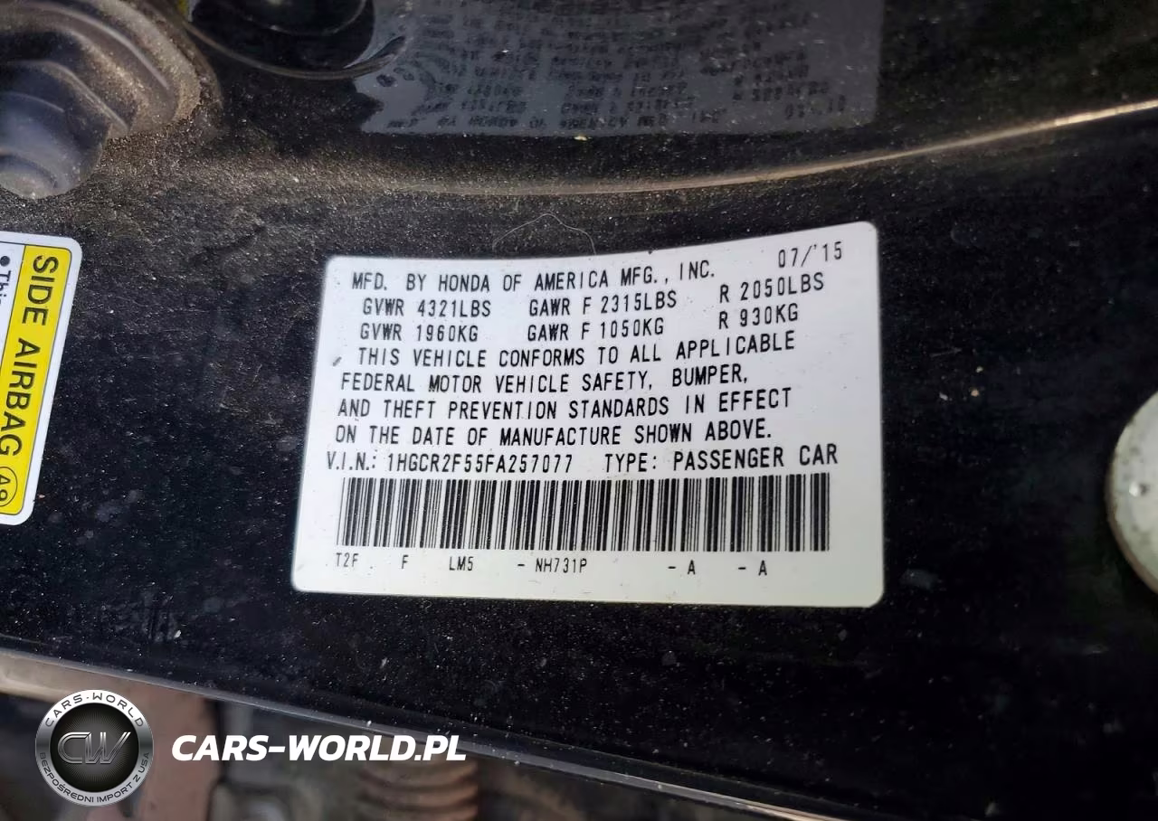 2015 Honda Accord Sport VIN:1HGCR2F55FA257077 - 13
