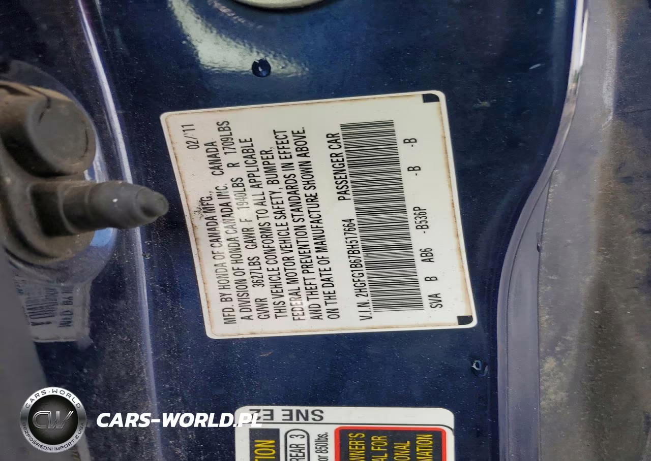 2011 Honda Civic Lx VIN:2HGFG1B67BH517664 - 12