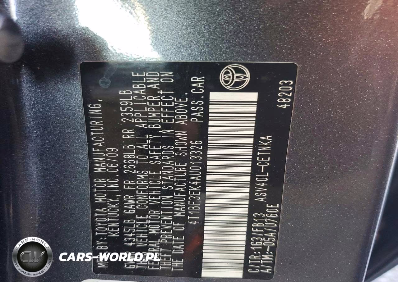 2010 Toyota Camry Le VIN:4T1BF3EK4AU013326 - 12
