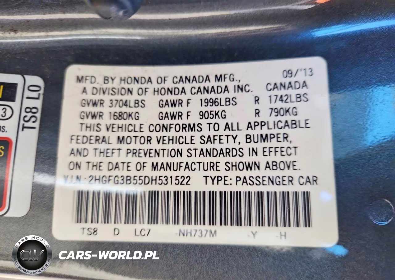 2013 Honda Civic Lx VIN:2HGFG3B55DH531522 - 12