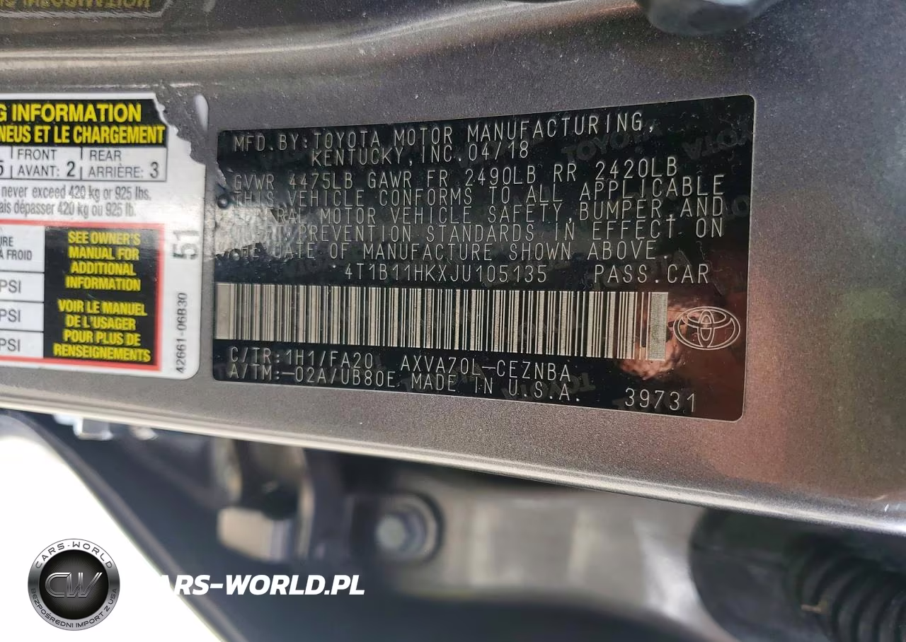 2018 Toyota Camry Le VIN:4T1B11HKXJU105135 - 13