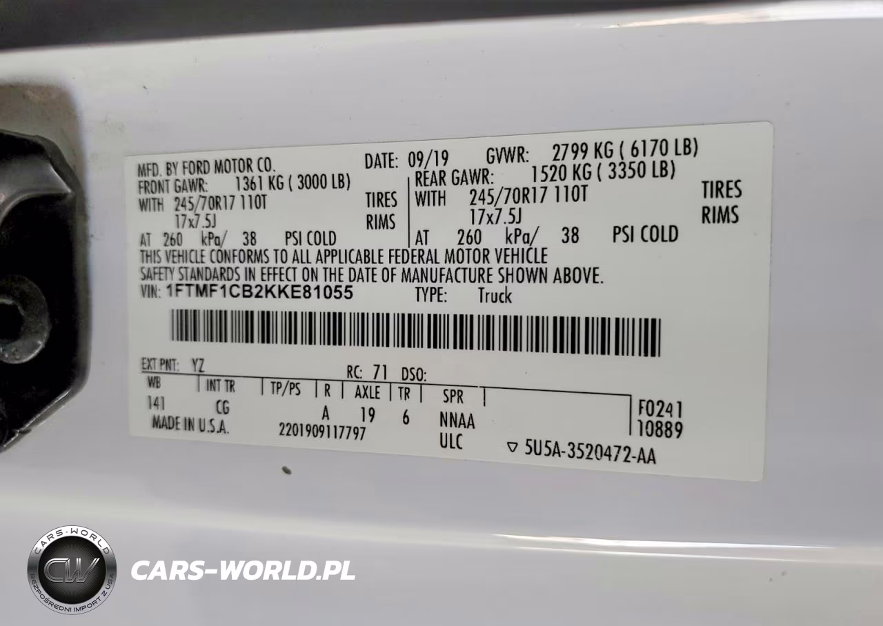 2019 Ford F150 VIN:1FTMF1CB2KKE81055 - 12