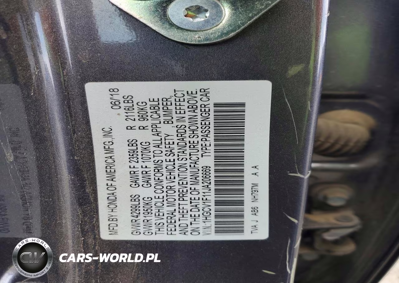 2018 Honda Accord Lx VIN:1HGCV1F11JA206669 - 13
