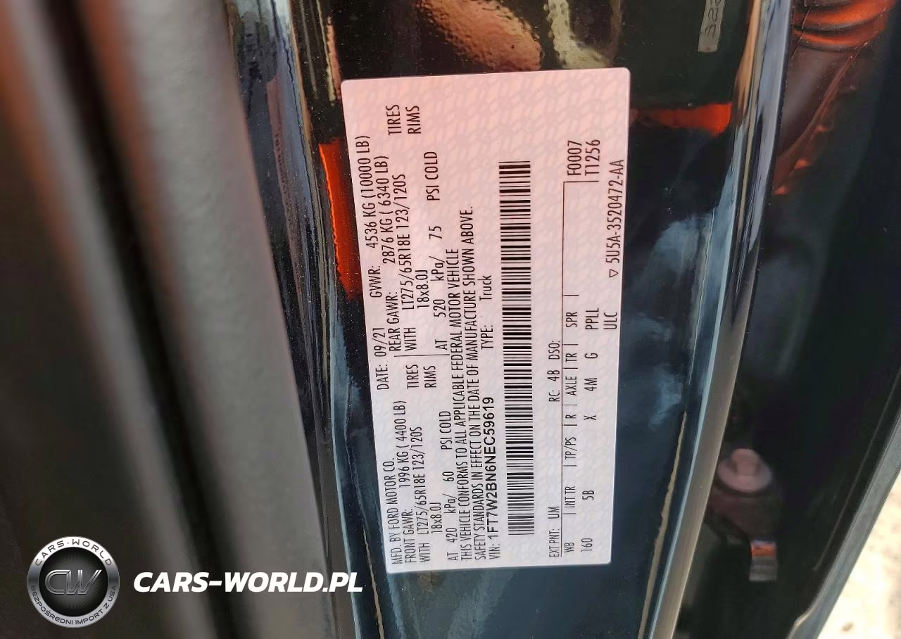 2022 Ford F250 Super Duty VIN:1FT7W2BN6NEC59619 - 12