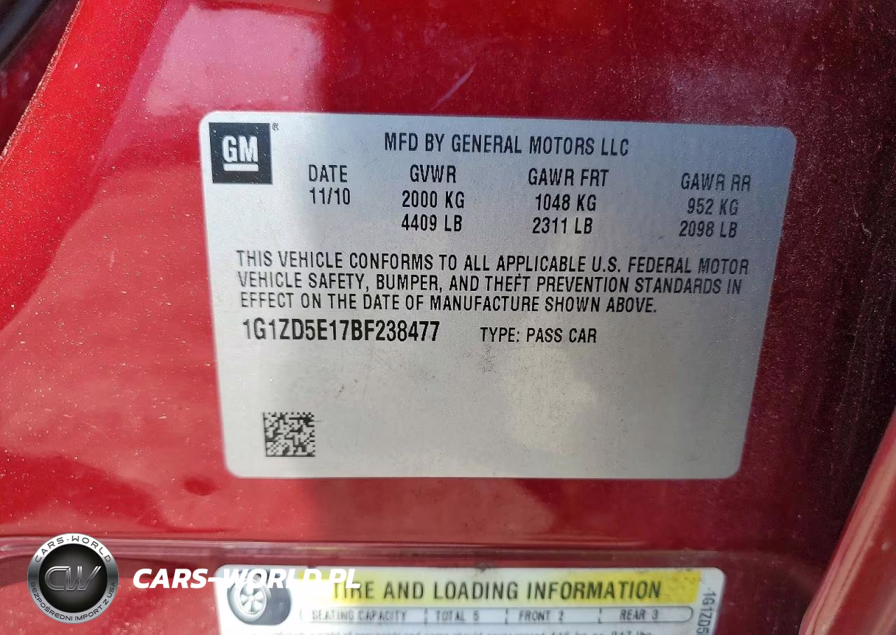 2011 Chevrolet Malibu 2Lt VIN:1G1ZD5E17BF238477 - 12