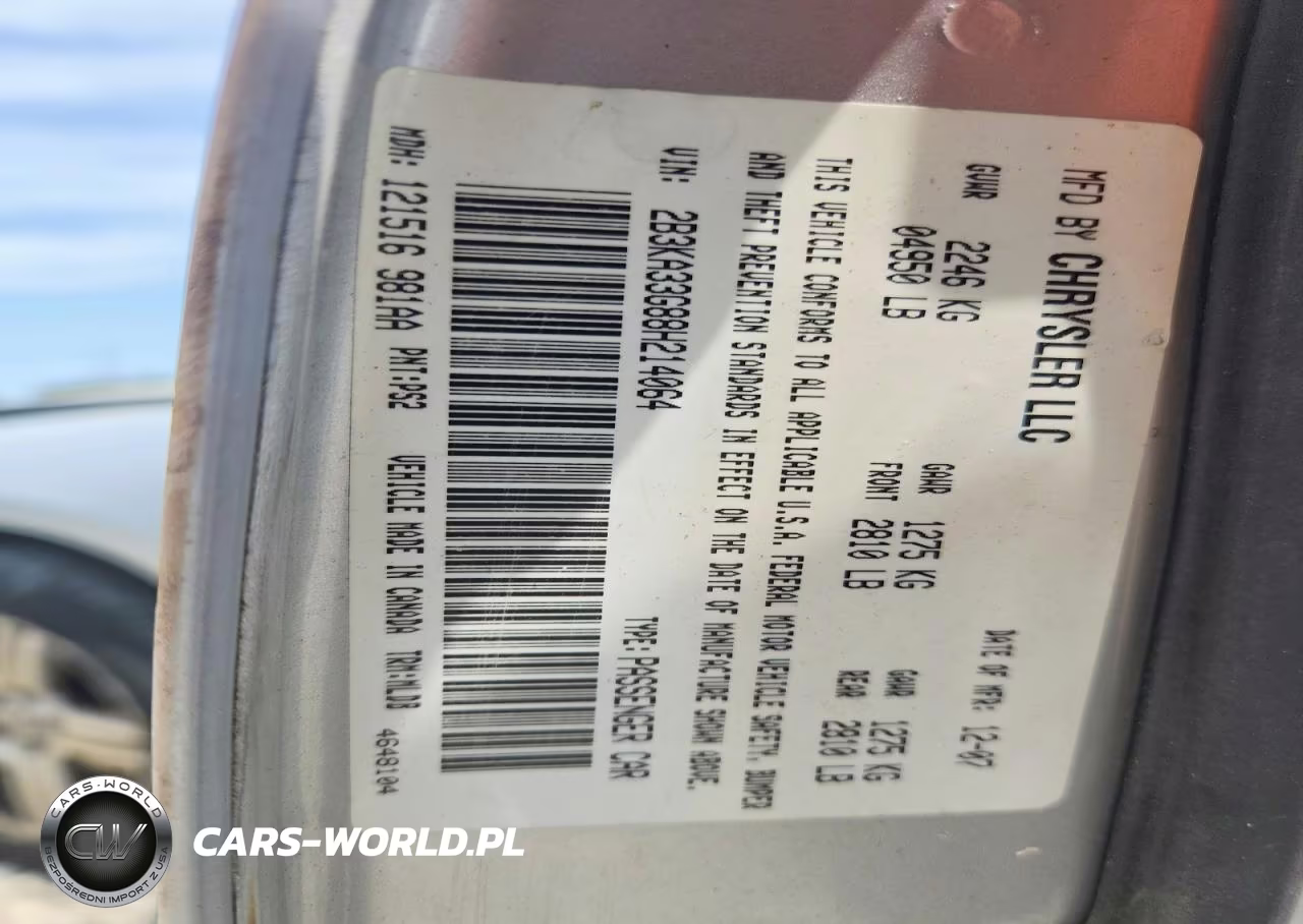 2008 Dodge Charger Sxt VIN:2B3KA33G88H214064 - 12