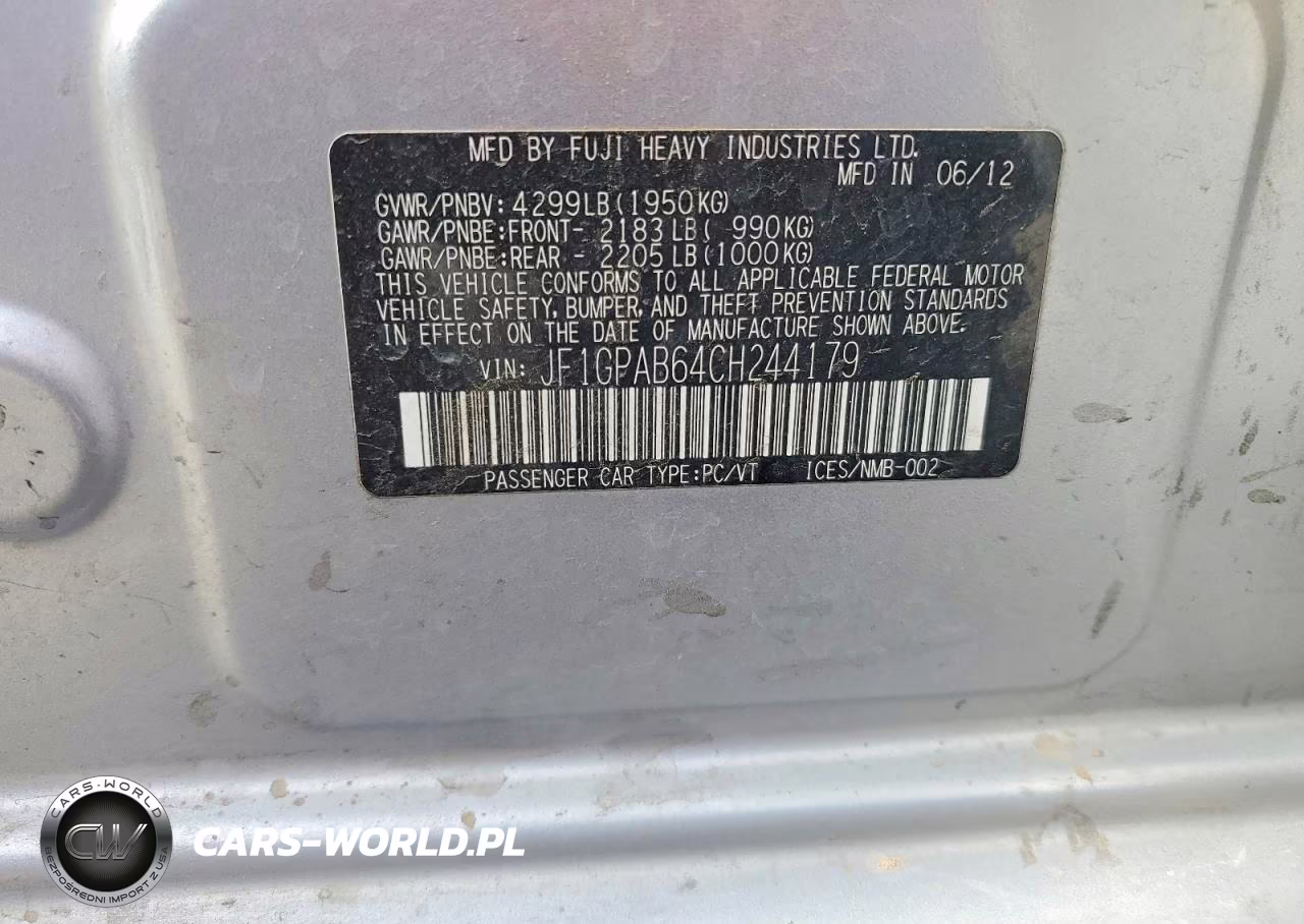 2012 Subaru Impreza Premium VIN:JF1GPAB64CH244179 - 13