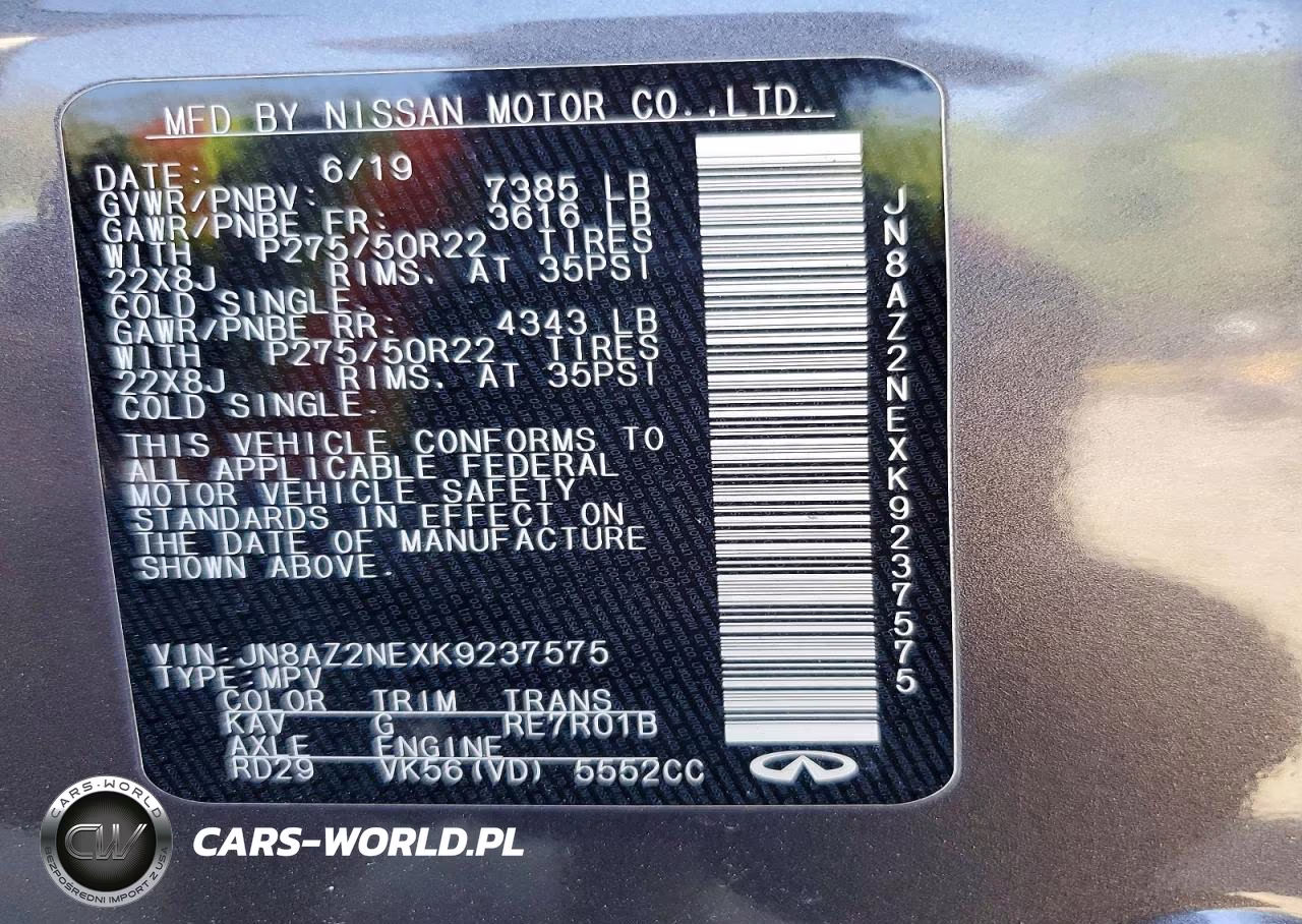 2019 Infiniti Qx80 Limited VIN:JN8AZ2NEXK9237575 - 13