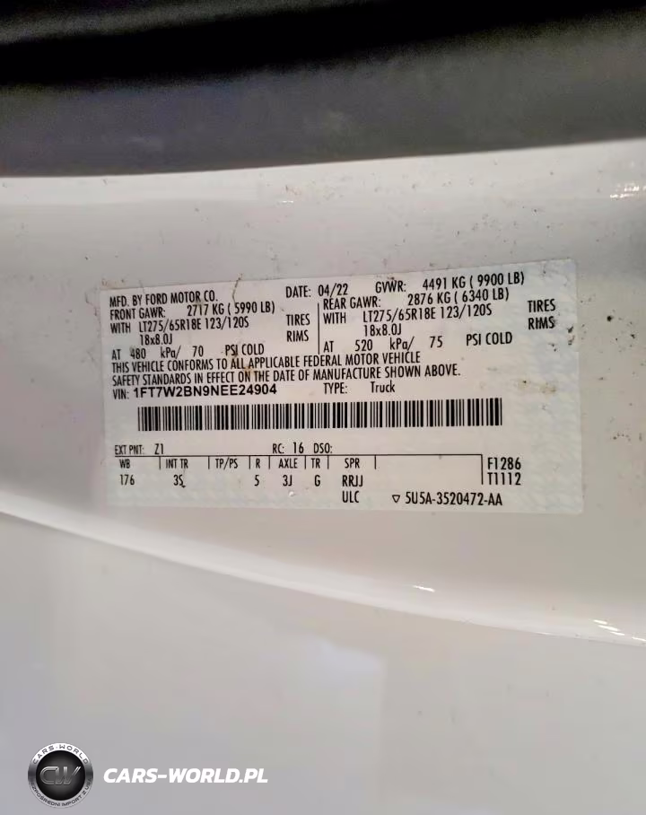 2022 Ford F250 Super Duty VIN:1FT7W2BN9NEE24904 - 12