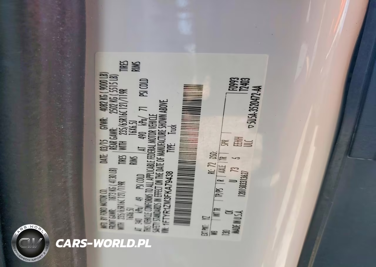 2015 Ford Transit T-250 VIN:1FTYR1ZM3FKA79438 - 13