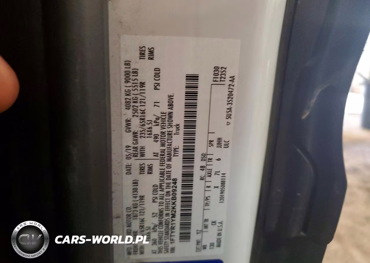 2019 Ford Transit T-250 VIN:1FTYR1YM2KKB09248 - 12