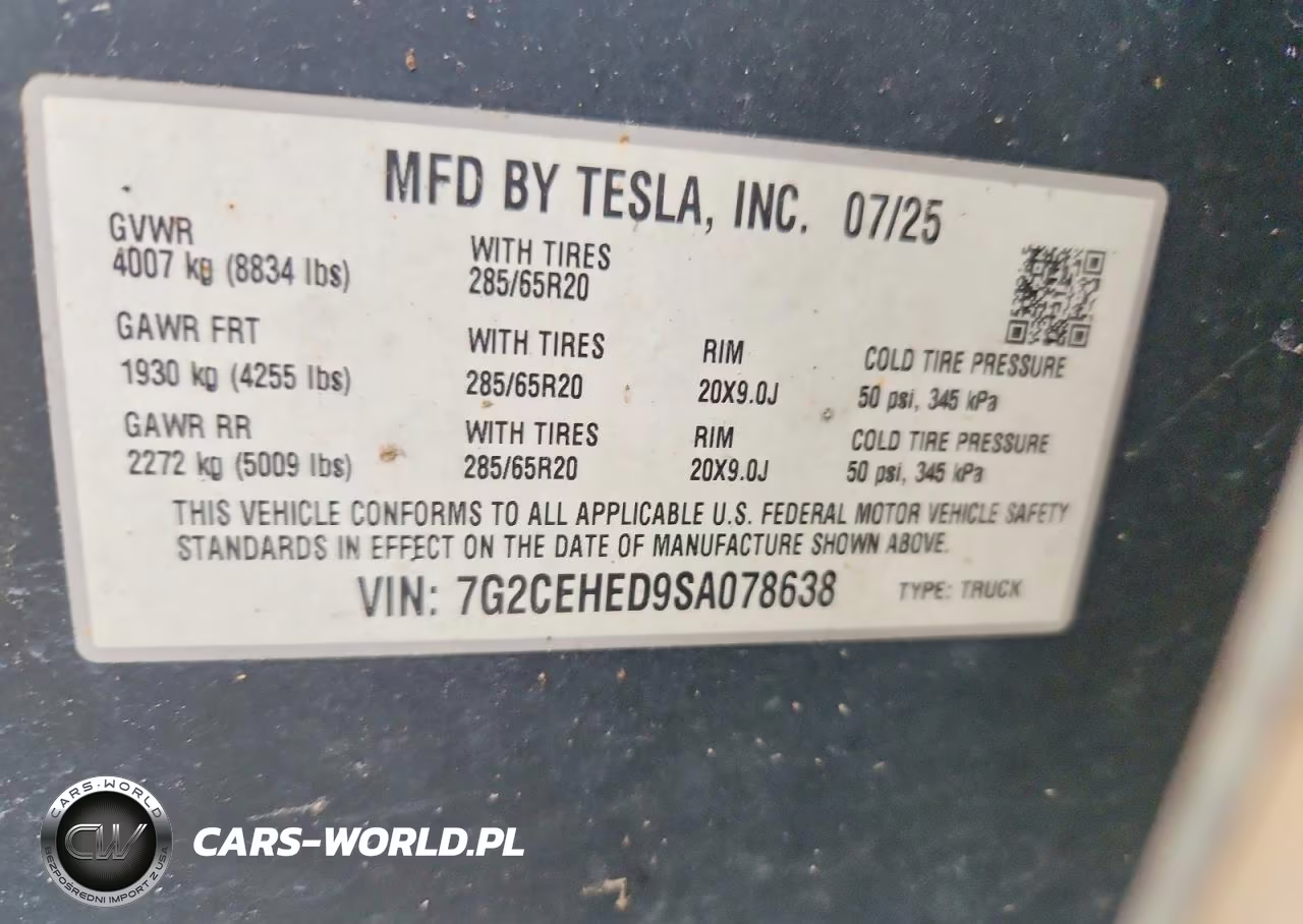 2025 Tesla Cybertruck VIN:7G2CEHED9SA078638 - 13