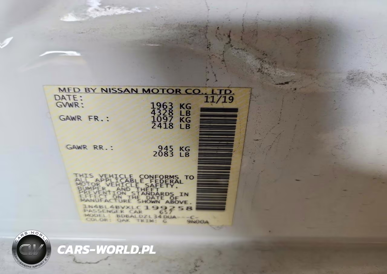 2020 Nissan Altima S VIN:1N4BL4BVXLC199258 - 12