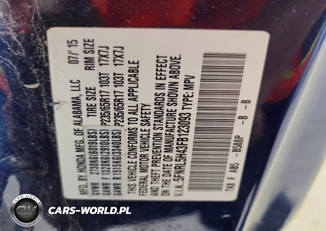 2015 Honda Odyssey Ex VIN:5FNRL5H43FB123093 - 13