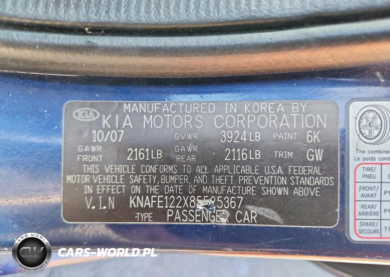 2008 Kia Spectra Lx VIN:KNAFE122X85525367 - 12