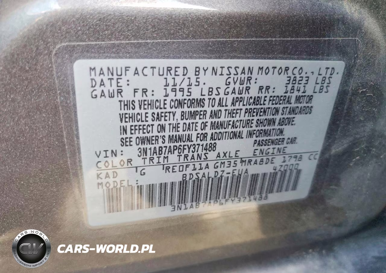 2015 Nissan Sentra Sv VIN:3N1AB7AP6FY371488 - 12