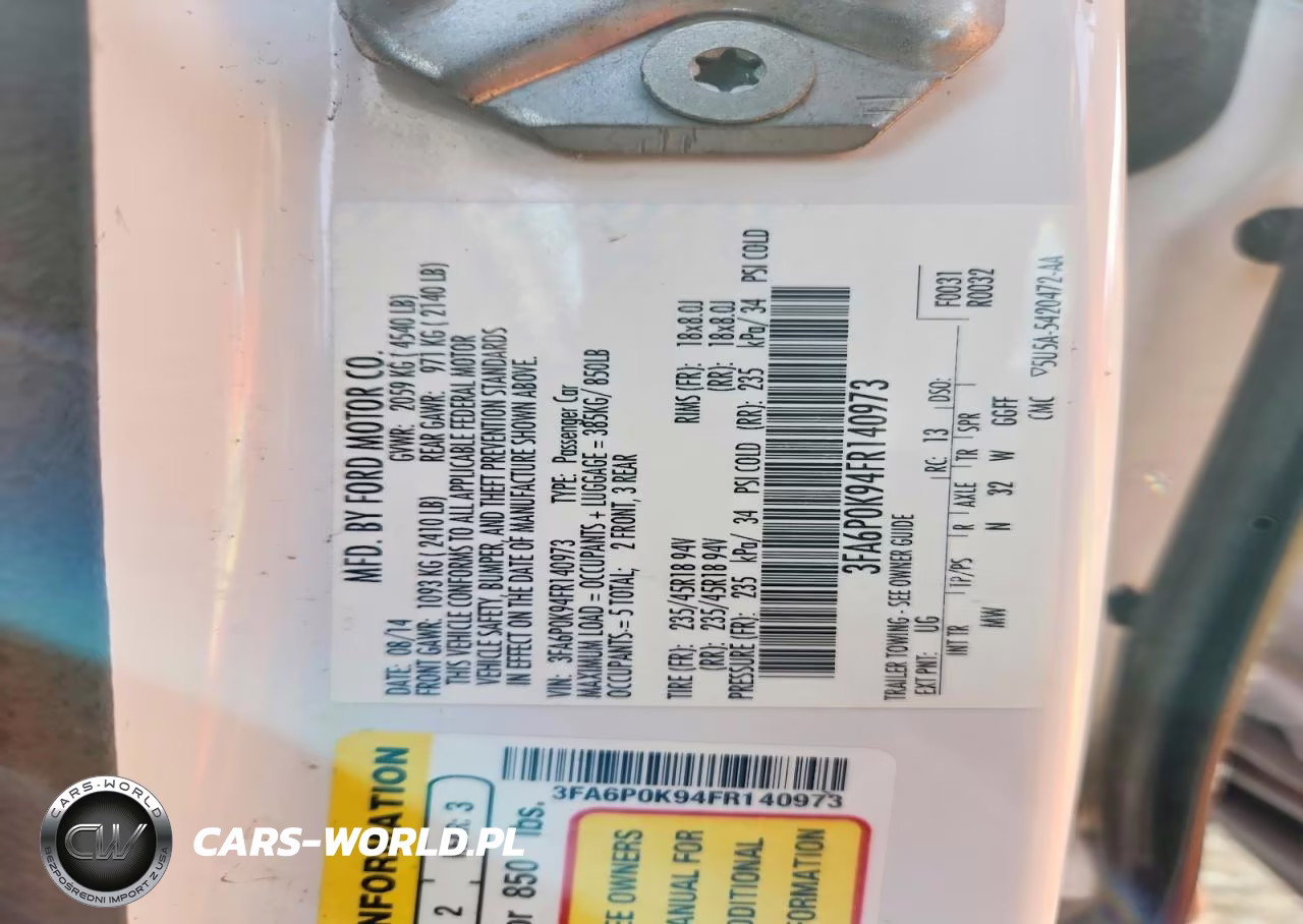 2015 Ford Fusion S Fwd VIN:3FA6P0K94FR140973 - 12