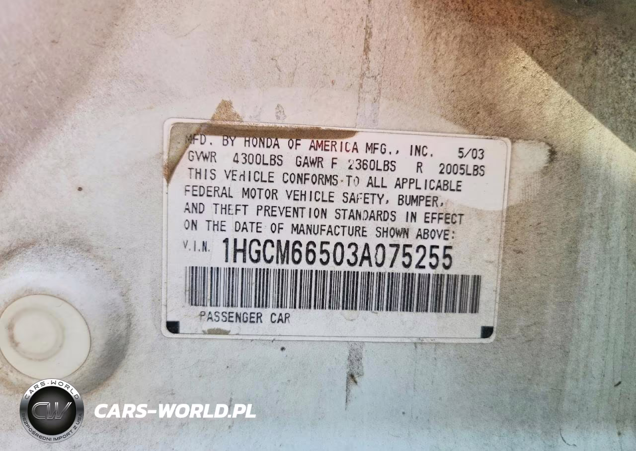 2003 Honda Accord Ex VIN:1HGCM66503A075255 - 12