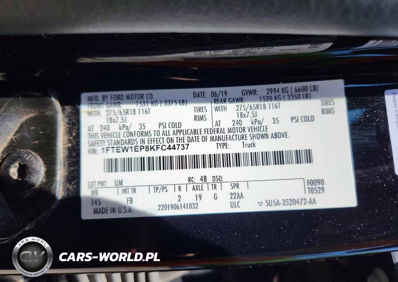 2019 Ford F150 Supercrew VIN:1FTEW1EP8KFC44737 - 12