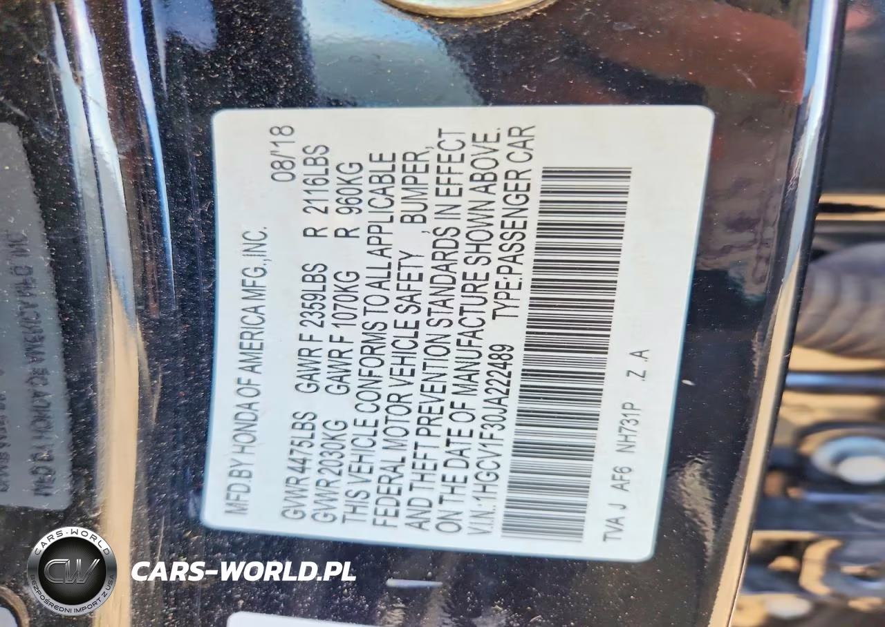 2018 Honda Accord Sport VIN:1HGCV1F30JA222489 - 13